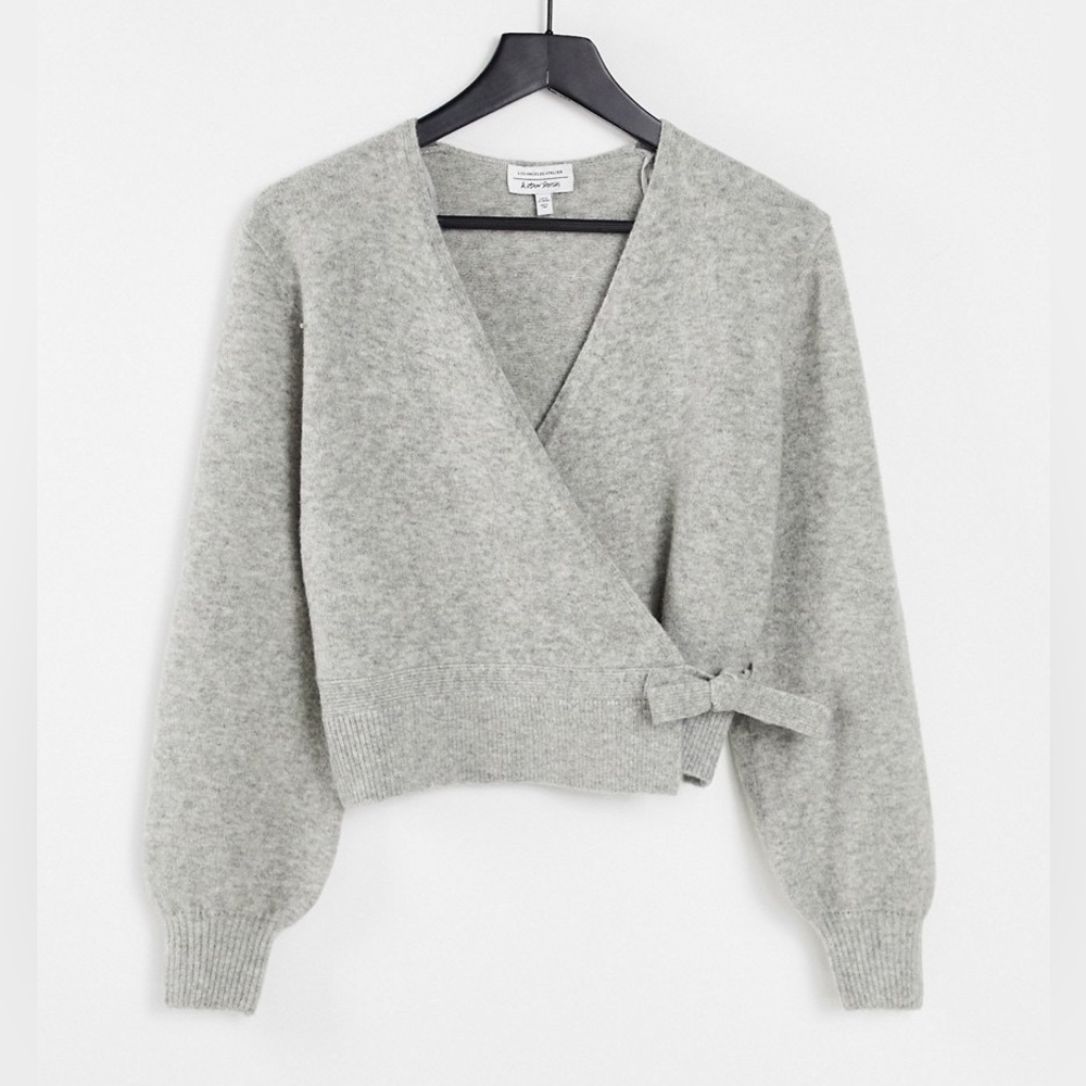 Other Stories wrap cardigan in light gray wool blend